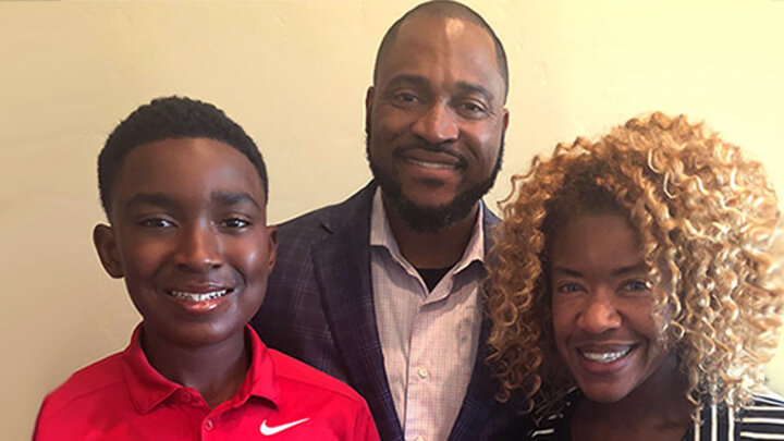 Jerome Prince with wife and son