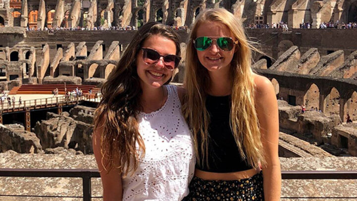 Lilly Markusch (right) refused to let a serious leg injury stop her from flourishing in college.