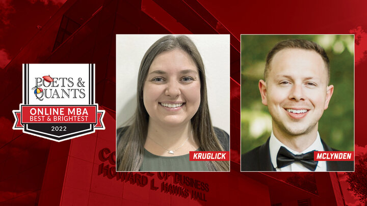Brittany Kruglick, '22, and Casey McLynden, '22, both May graduates from the MBA@Nebraska program