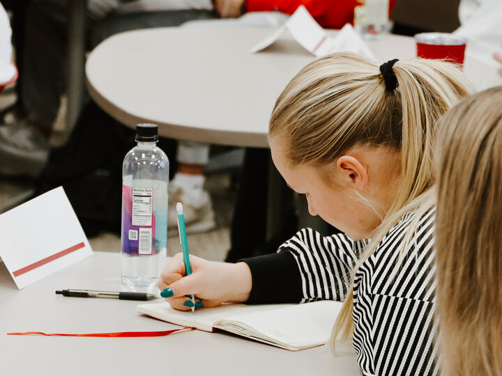 Student working in a class