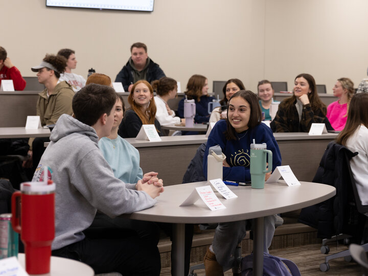 students interacting in a classroom