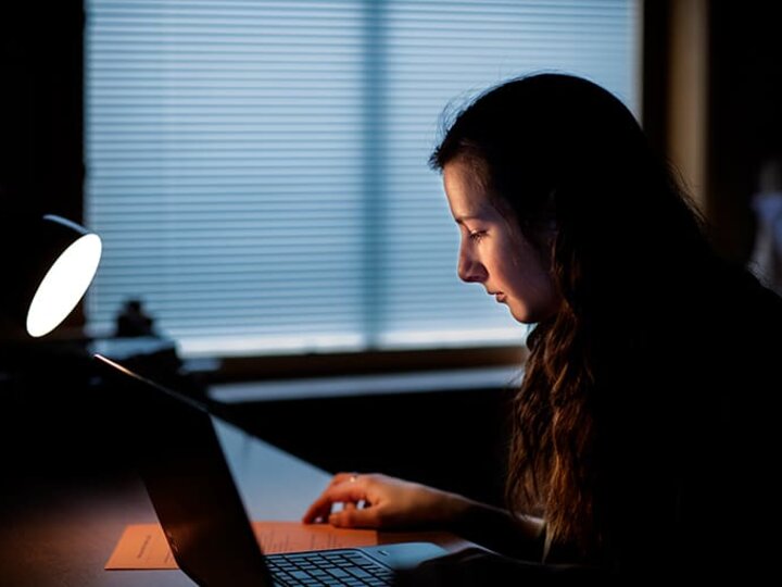 student working on a computer