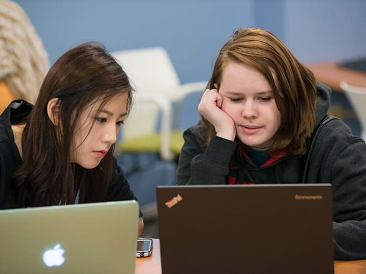 students working on laptops