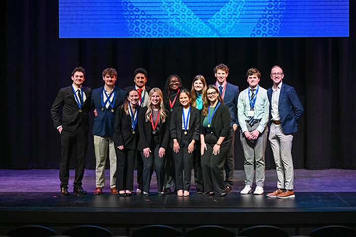 Members of the UNL Collegiate DECA student organization won first place in several events at the 2026 Kansas Collegiate DECA State Career Development Conference. 