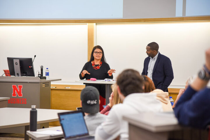 artinez-Pfiffner returned to the university last fall to participate in the Multicultural Homecoming initiative organized by the Chancellor’s Commission on the Status of People of Color. During her visit, she spoke to classes about her experience.