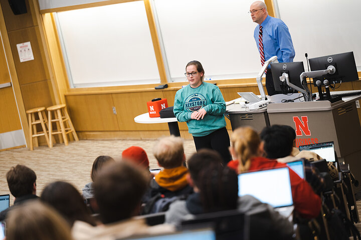 Harley Edic serves as a teaching assistant for an undergraduate accounting class