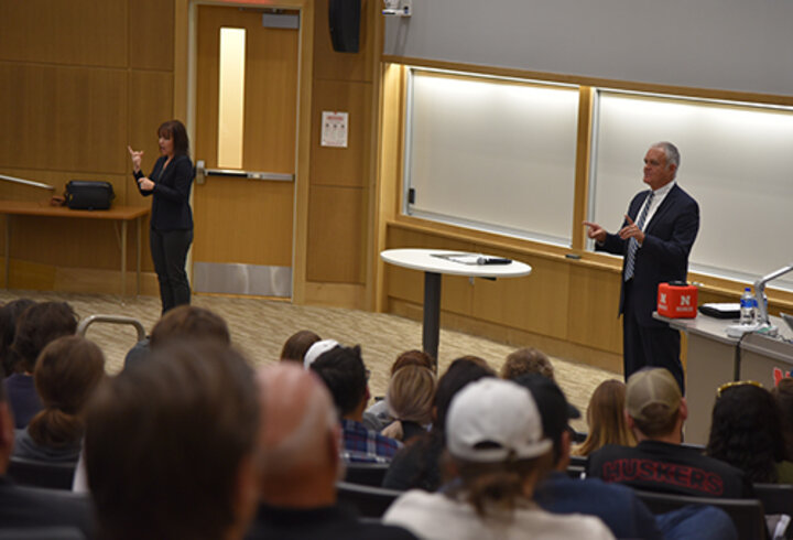 Previously speaking at the State Farm Ethics Lecture back in 2012, O’Rourke returned to present “Leading with Integrity.”