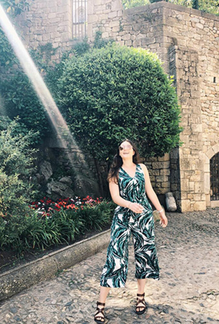 Ariel takes in the breathtaking views in Girona, the Catalonia town of Medieval Walls.