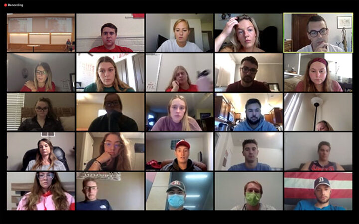 Strive to Thrive Lincoln students take to Zoom for remote project planning and information sharing.