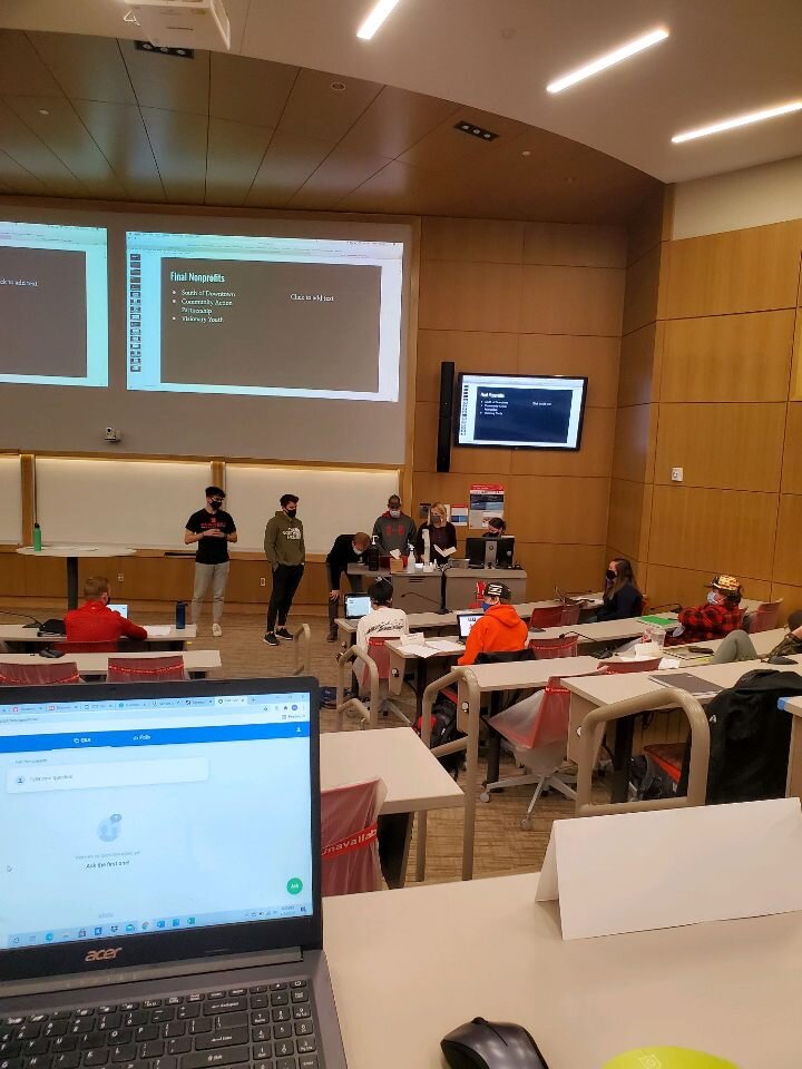 The Strive to Thrive class discussed and debated the final four potential grant recipients as the award ceremony drew closer.