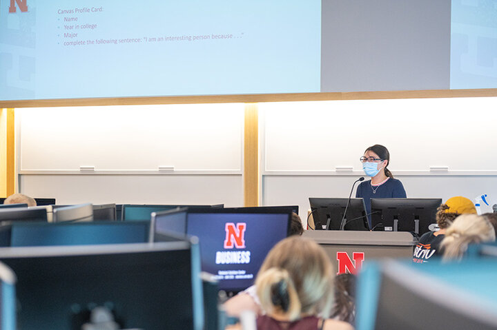Alongside her research, Lan also teaches students at the college about business analytics.
